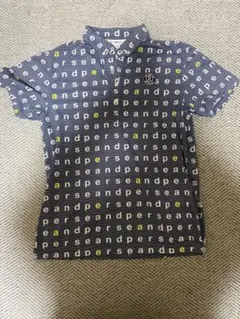 メンズ アンパスィand per se 半袖ポロシャツ ボタンダウン 総ロゴ柄