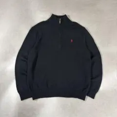 ポロバイラルフローレン ハーフジップセーター コットンニット ブラック 黒無地