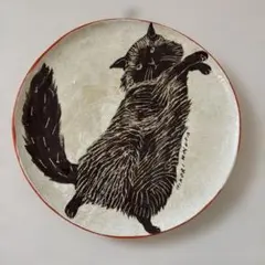 増田光 猫の壁掛け 皿 陶器 黒猫 ノルウェージャン サイベリアン モフモフ猫のサムネイル