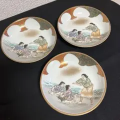 お値下げ日本の伝統的な陶器皿 3枚セット　九谷焼　浦島太郎