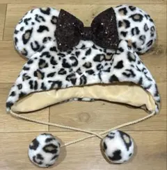 ミニー ヒョウ柄 ファンキャップ 茶色 ブラウン