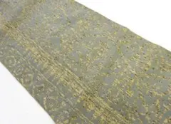 幾何学模様 くすみグリーン名古屋帯