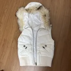 ホワイト ダウンベスト ファー付きフード
