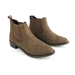 サイドゴアブーツ 22cm モカスエード 可愛い ショートブーツ 美脚 高見え