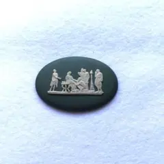 WEDGWOOD ジャスパー ブローチ 楕円形 グリーン カボション 美品のサムネイル