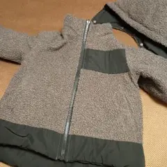 COMME CA ISM ネイビー 中綿コート取り外しフード付きリバーシブル