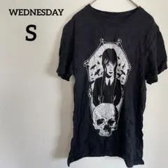 WEDNESDAY 【S】グラフィックTシャツ 黒　ブラック