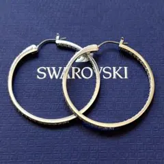 スワロフスキー　シルバーフープピアス　Swarovski