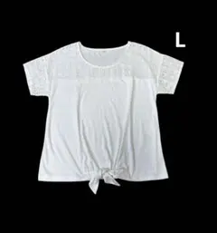 レディース レース&リボン カットソー Tシャツ Lのサムネイル