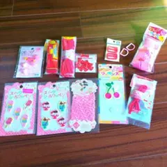 スイーツシールワッペン、モチーフレースリボン、カラーひもセット