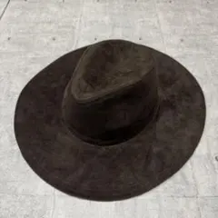 新品 未使用 中折れハット つば広ハット スウェード調 ブラウン