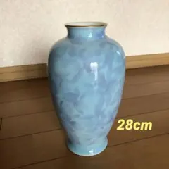 青色の陶磁器花瓶 フラワースタンド　深川製磁　金色の縁取り　28cm