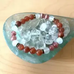 ムーンストーン× 蛇モチーフ 二連ブレスレット ― Luna Serpens