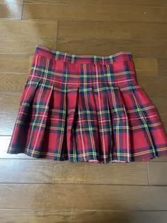 赤 チェック柄 プリーツスカート Mサイズ