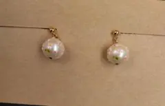 ハンドメイド　パールピアス　桜　エポキシ樹脂