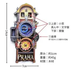 プラハ 天文時計 チェコ共和国 ヨーロッパ 天文図文字盤 暦盤 木材＋マグネット