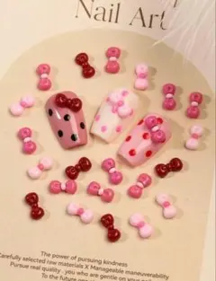 【3種4個　12個セット】ハローキティ風リボンネイルパーツ　量産型　サンリオ