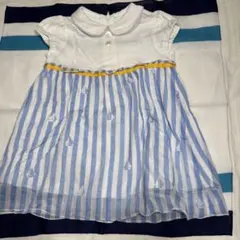 白と青のストライプ ワンピース