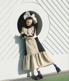 forksy. ハーフジップライン配色トラックジャージワンピース FREE