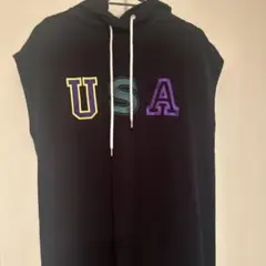 Champion ノースリーブ フーディー USAロゴ