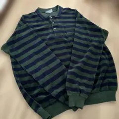 【古着】KNIGHTSBRIDGE ラガーシャツ グリーン×ネイビー