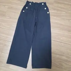 ネイビー ストレートパンツ ボタン付き