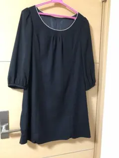 Rew de Rew 黒　七分袖膝下ワンピース　結婚式　フォーマル