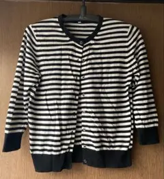 (2回使用)無印　ストライプ7分袖カーディガン Mサイズ