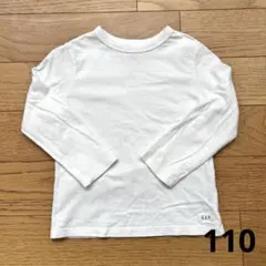 110 GAP babyGap 長袖カットソー 白 無地 ロンＴ