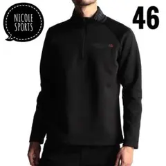 ニコルスポーツ ハーフジッププルオーバー46Ｍゴルフウェア黒ブラック
