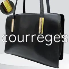 courreges クレージュ ハンドバッグ トート シルバーロゴ レザー 黒
