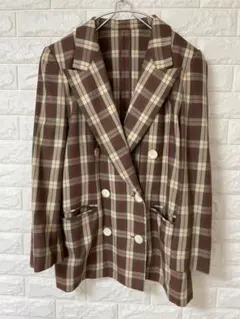 Leilian レリアン チェック柄ダブルブレストジャケット サイズ11 美品