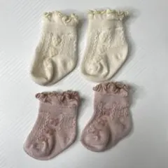 ベビー靴下セット フリル付き クリーム色 ピンク 7-9 5個セット
