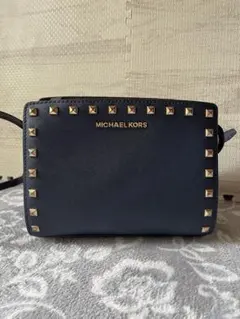 MICHAEL KORS ネイビー スタッズ ショルダーバッグ