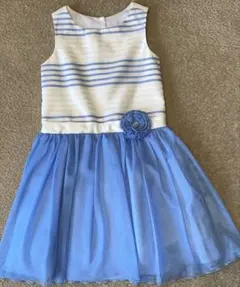 ノースリーブ青と白ストライプドレス 110〜120㎝
