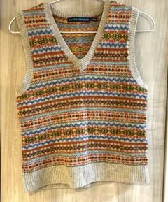 ラルフローレン S カシミヤ シルク ニット　ベスト　フェアアイル柄