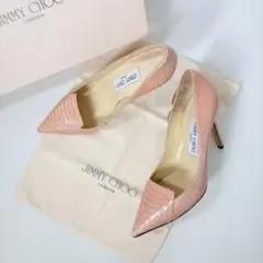 未使用 JIMMY CHOO クロコ型押し ポインテッドトゥ パンプス ピンクのサムネイル