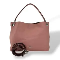 コーチ　2way ショルダーバッグ　クラークソン　ホーボー　ピンク　シボ革