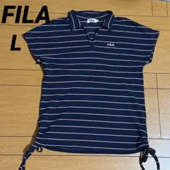 ⭐︎大きいサイズ⭐︎FILA ネイビー ストライプ レディースゴルフポロシャツ