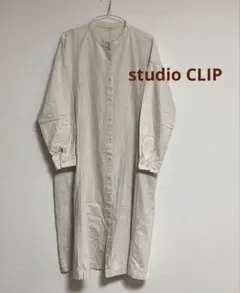 バンドカラー ロングワンピース