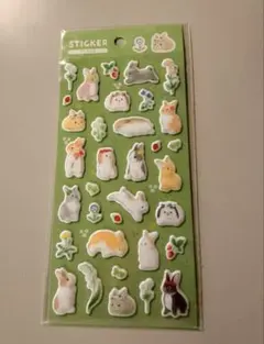 캔도 토끼와 꽃 스티커 스티커