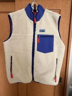 patagonia レトロXフリースベスト XL アイボリー/ブルー