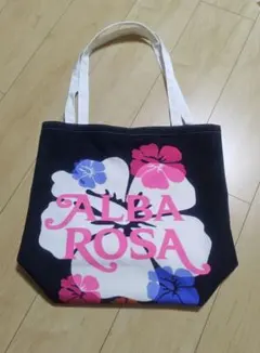新品 ALBA ROSA ハイビスカス柄 トートバッグ ブラック×ホワイト