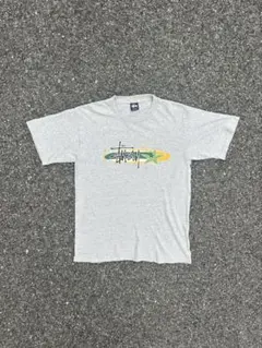 【希少】90s old stussyTシャツUSA白 紺タグ　銀Lグレーシングル