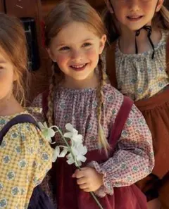 pour enfant　チェック×花柄ブラウス　PK