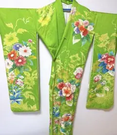 D*i様 振袖 黄緑 成人式 アンティーク着物 お正月