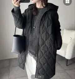 Emma Taylor 美シルエット3wayキルティングフードコート　ブラックS