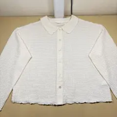 ehka sopo アイボリー フリル襟 長袖シャツ