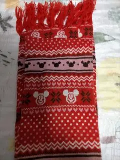 東京ディズニーリゾート ミッキーマウス柄 マフラー 赤