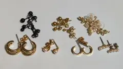【ピアス11点】ゴールド系、ブラックピアス　まとめ売り